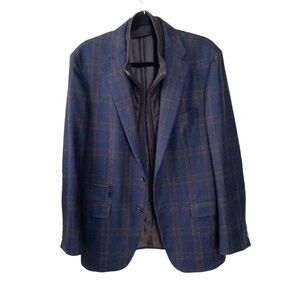 SAMUELSOHN Wool Single Breasted Blazer Jacket Removable Zip Bib 42R